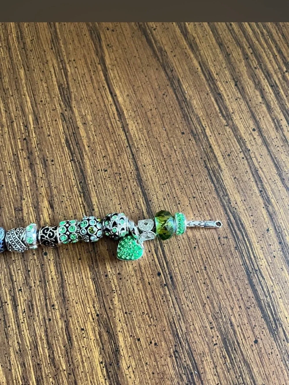 Green Crystal Charm Bead Bracelet